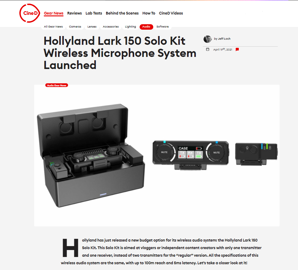 Hollyland Lark 150 Solo Kit Wireless Microphone System Launched - CineD Gear News