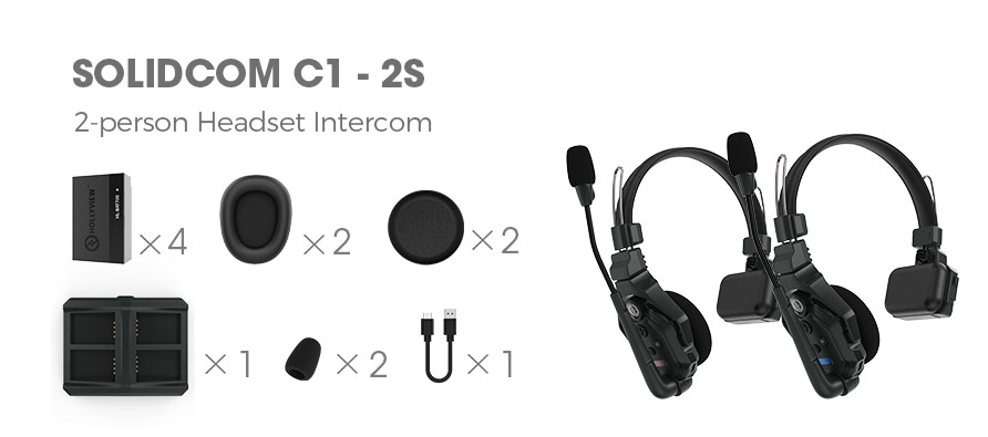 Hollyland Solidcom C1-8S Full-Duplex Wireless DECT Intercom System with 8  Headsets (1.9 GHz)