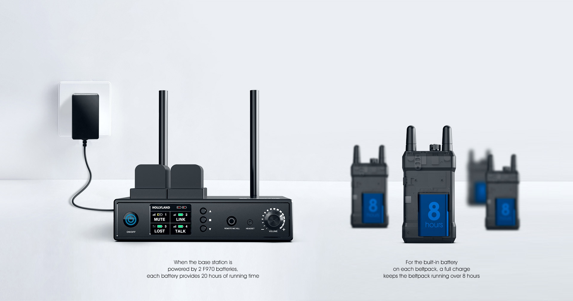 built-in battery wireless intercom, wireless intercom base station, hollyland wireless intercom